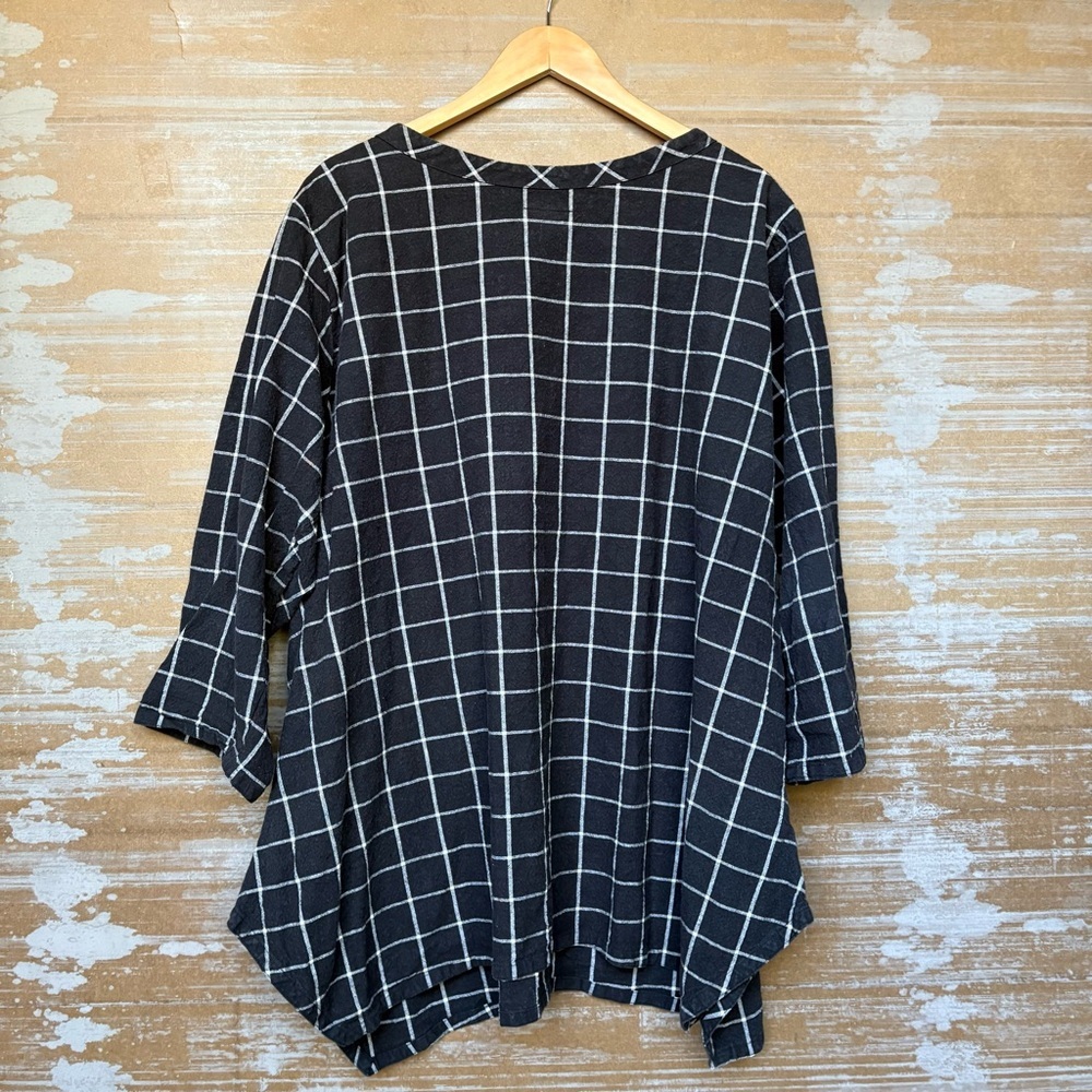 Heart’s Desire Linen Check Tunic Laggen Look Art to Wear Oversized Womens XL - Picture 4 of 4